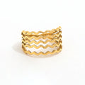 Joolim High-End 18K Gold Plated Stainless Steel Rings Multi-Layer Hollow Band Chunky Waved Rings for Women Trendy Style Gifts
