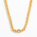 Joolim Jewelry 18K Gold Plated Beads Chain Zirconia Pendant Necklace Stainless Steel Jewelry Wholesale