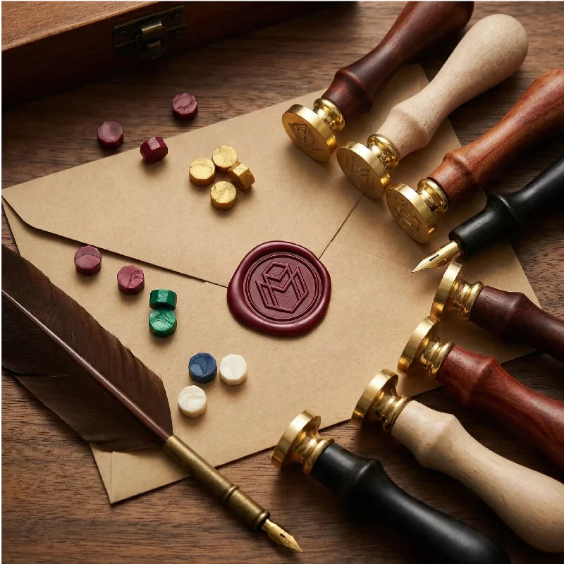 Luxury Peacock Metal Handle Sealing Wax Stamp Self-Adhesive Letter Envelope Sealing Sticker
