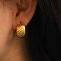 J&D Designer Style Clean Fit CC Shape Chunky Earrings 18K PVD Gold Plated Earrings for Women