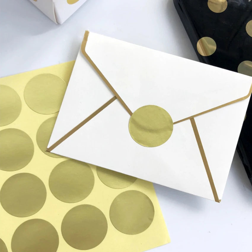 160pcs Per Pack Round Blank Golden Sealing Sticker for Handmade Products Package Label