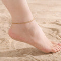 Dainty 18k PVD Gold Plated Tarnish-Free Waterproof Anklet Double-Layer Bead Snake Chain Trendy Stainless Steel Party Jewelry
