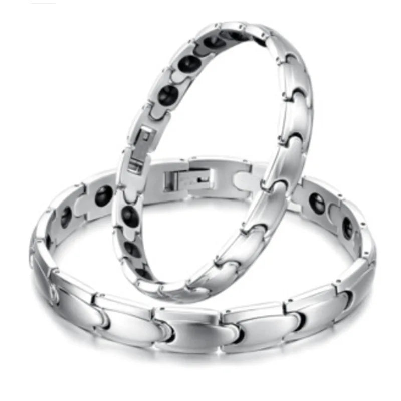 Korean Version Stainless Steel Healthy Couple Charm Bracelet Magnetic Silver Plated Classic Anniversary Jewelry Bangles