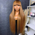 Highlight 13x6 HD Jerry Curly Lace Frontal Wigs for Women 5*5 Straight with Bangs Colored Blonde Ombre Brown Heavy 250% Density