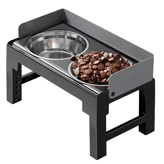 Portable Elevated Slow Feeding Dog Bowls Updated Adjustable Stainless with Splash Back for Cats Travel Pet Feeder