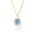 Wholesale Custom 925 Sterling Silver Gemstone Jewelry Cz Emerald Cut Sky Blue Topaz Engagement Wedding Pendant Necklace