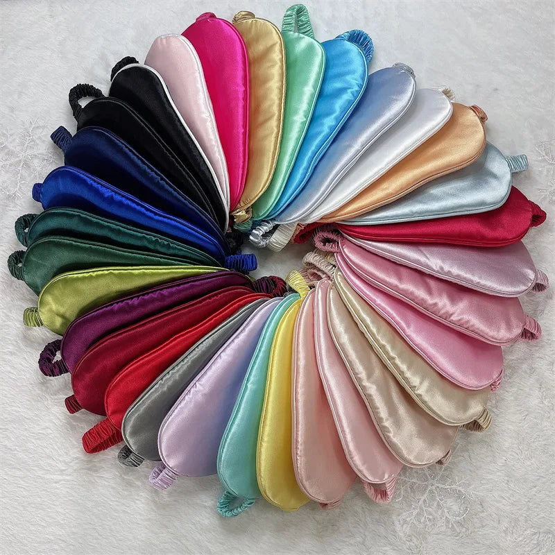 Heenlong Multi Colors Good Night Blindfold Super Soft Luxury Spandex Satin Silk Sleep Eye Masks Silk Elastic Band for Women Men