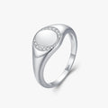 Ailmay Real 925 Sterling Silver Personality Round Clear CZ Finger Ring for Women Girls Fashion Party Accessories Fine Jewelry