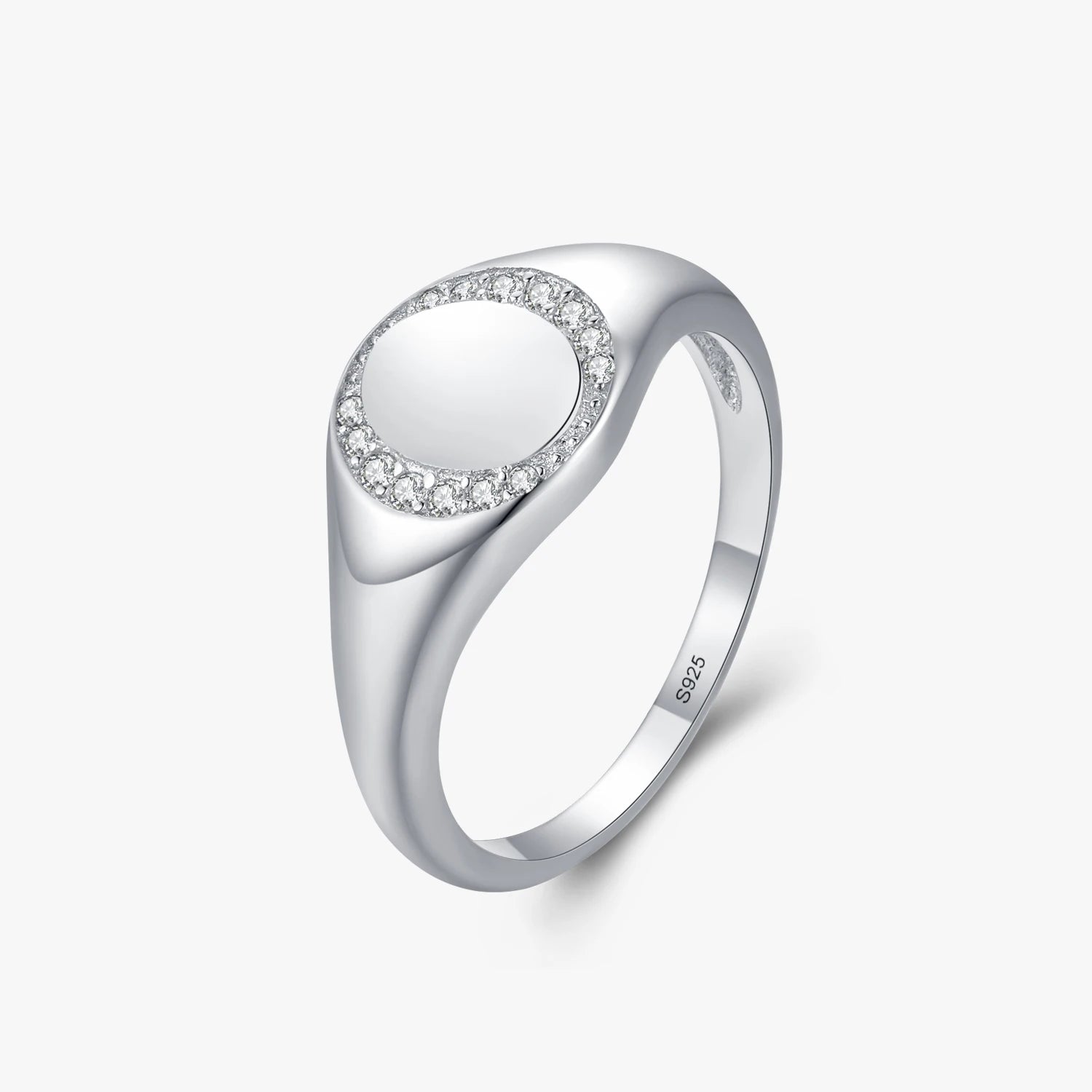 Ailmay Real 925 Sterling Silver Personality Round Clear CZ Finger Ring for Women Girls Fashion Party Accessories Fine Jewelry