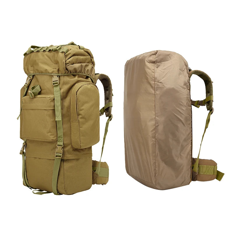 Large 60-80L Capacity Multi-Functional Camo Tactical Sport Backpack Zipper Closure Waterproof Anti-Theft Unisex Camping Nylon