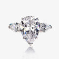 925 Sterling Silver Cubic Zirconia Teardrop Brilliant Cut Trillion Side Stones CZ Pear Shaped Ring