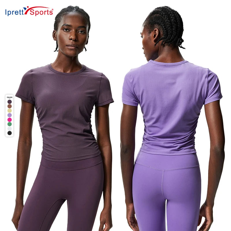 Hot Design Lady Round Neck Short Sleeve Skinny Sports Top Women's Large Size Fitness Yoga Wear Outdoor Quick Drying T-shirt