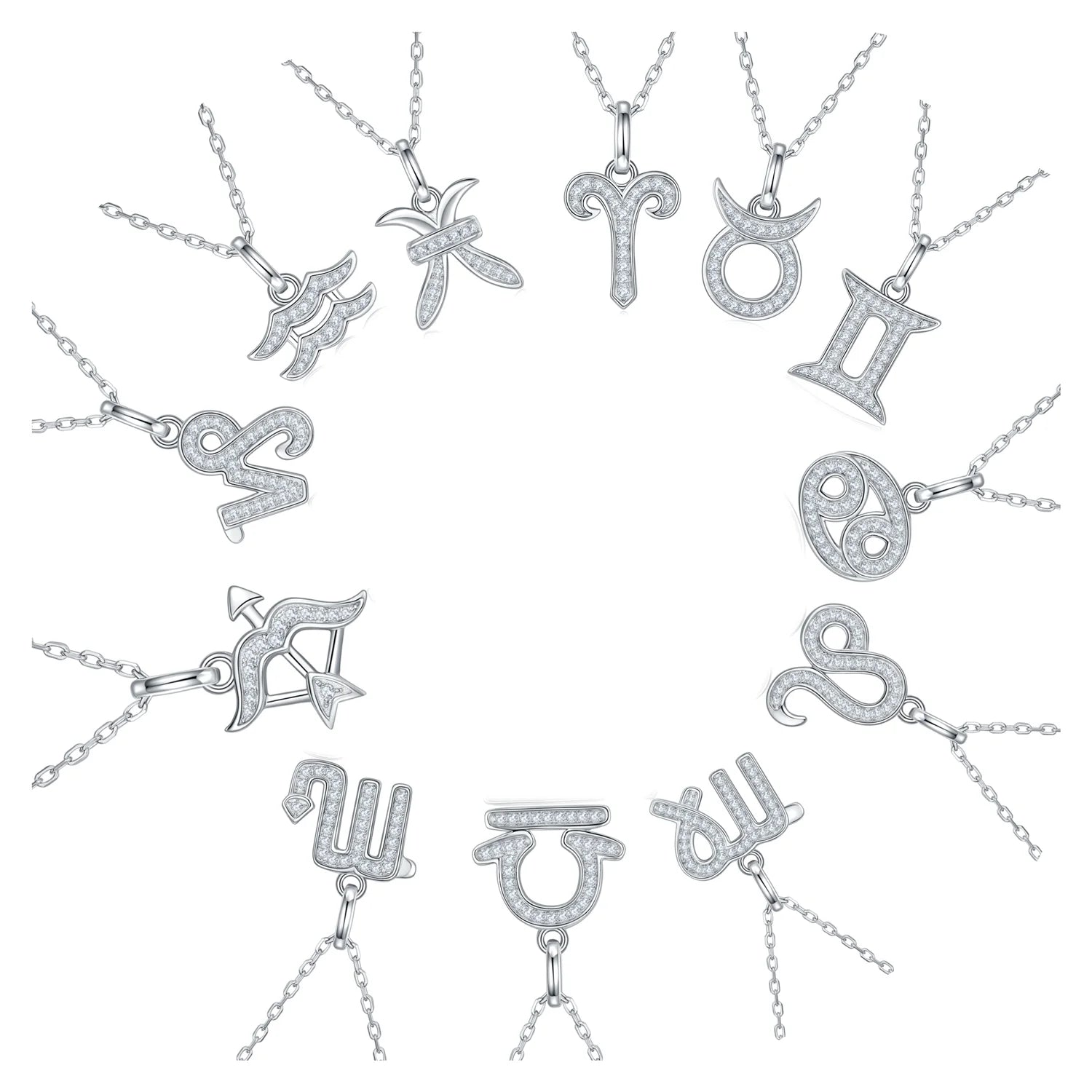 Moissanite Zodiac Sign Pendant 925 Silver Moissanite Zodiac Necklace