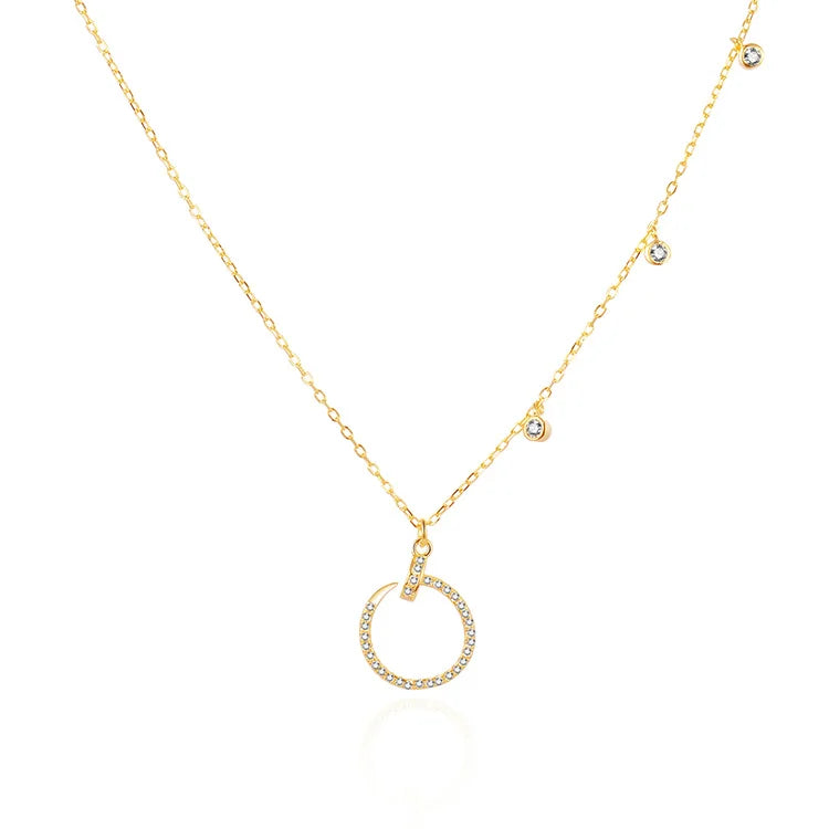 POLIVA Karat Jewelry Moissanite Necklace Sterling 925 Silver Necklaces Picture Zircon Link Chain Vogue Circle Cz Stone 30 Pcs