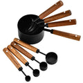 8-Piece Stainless Steel Measuring Cups and Spoons Set with Wooden Handle Household Baking Scale Tool for Measuring Ingredients