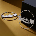 Customized Name Earrings Stainless Steel Heart-Shaped Hoop Earrings European and American Fashion Ladies Jewelry Gift for Mother