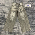 DENIMGUYS Custom Vintage Men's Monkey Wash Straight Wide  Leg Denim Pants Jeans Fashion Multiple Seams Baggy Jeans  for Men