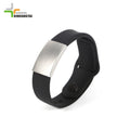 Pulsera Id  Silicone Engrave Wrist Bracelet Adjustable Silicone Wrist Strap Pressed Metal ID Silicone