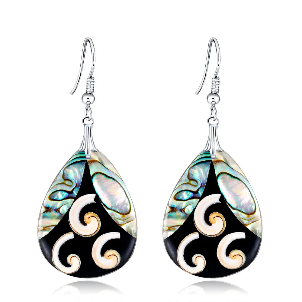 Factory Direct Sales Abalone Shell Earring Fashion Waterdrop Shape Natural Seashell Earring Jewelry