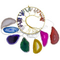 Diy Wholesale 7 Chakra Tumbled Stone Chips Wind Chime Healing Natural Crystal Agate Slices Pendant Crystal Wind Chime for Decoration