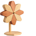 Windmill Shape Wooden Trivet Set Natural Wood Trivets & 1 Stand Heat Resistant Coasters for Hot Pots Bowls Dishes Teapots