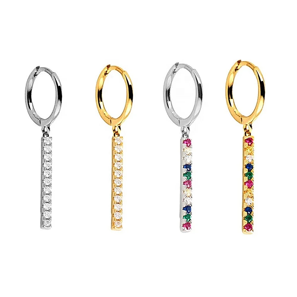 YHE0139 925 Sterling Silver Classic Line Drop Earring Slim Pendiente Piercing No Clips Women Luxury Rock Punk Wedding Jewelry