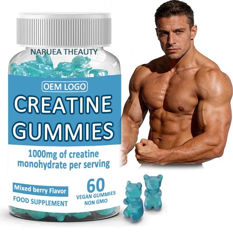 Private Label OEM Creatine Monohydrate Gummies 2500mg Pre Workout Energy Sports Nutrition Supplements Gummies for Muscle Growth