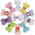 8 Colour Glitter Bow Hair Clips for Girls Children's Fruit Inspired Hair Accessories