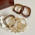 Fashion 2025 Hot Sale Elegant Amber Marble Jewelry Acetic Acid Bangle Geometric Resin Accessories Coffee Beige Acrylic Bracelet