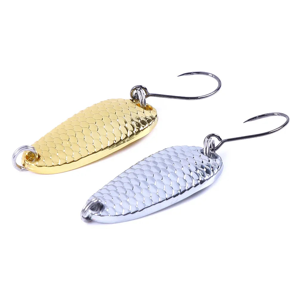 Wholesale SP257/SP258/SP259 2.5g 3.5g 5g Golden Silver Color Metal Spinner Baits Spoon Fishing Lures with Single Hook