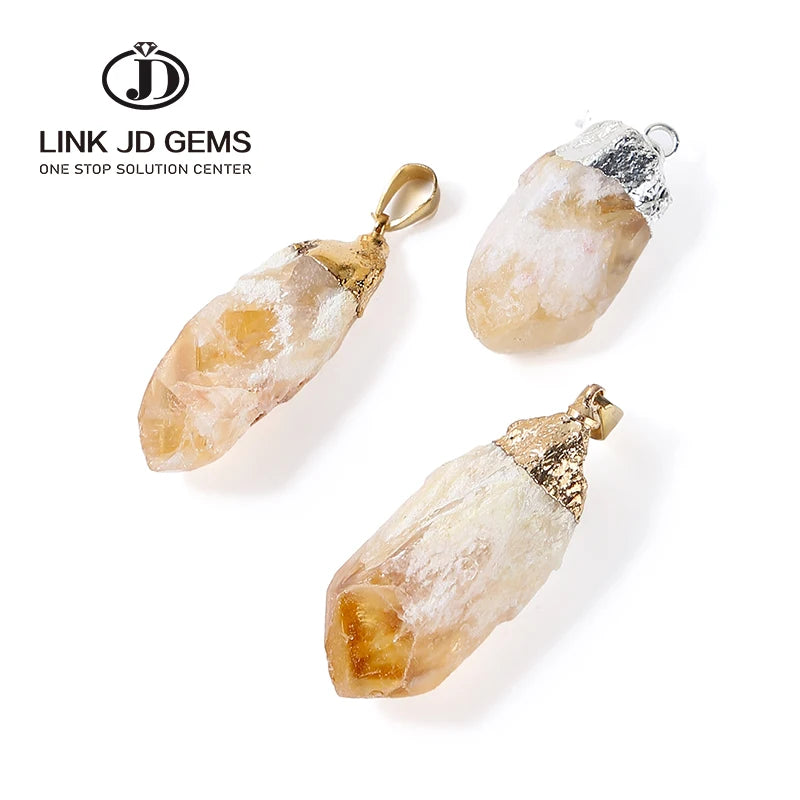 Natural Irregular Crystal Citrine Pendant Lemon Quartz Stone Healing Gemstone Divination Spiritual Meditation Jewelry Necklace
