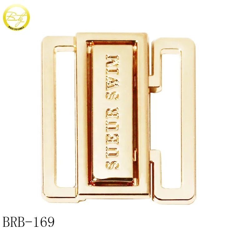 Custom Engraved Name Bikini Adjuster Zinc Alloy Underwear Accessory Gold Buckle Straps for Swimwear