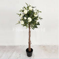 Tall Artificial Bougainvillea Tree with Pink Flowers Wood Trunk and Black Pot for Office Wedding Home Christmas Decor