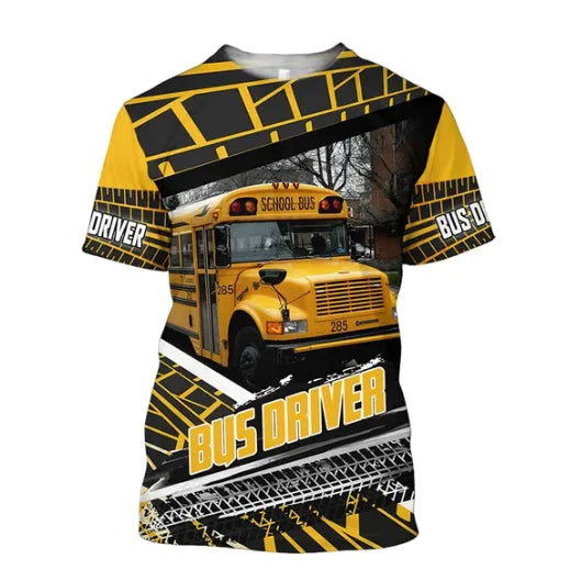 Personalized Custom Truck Graphic Knitted Formal T-Shirt Men Full Print Summer Tops O-neck Stylish Trucker Regular Fit