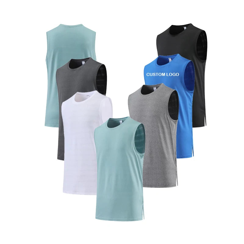 Man Compression Vest High Elastic 100% Polyester Breathable Sleeveless Gym Vest Men Sport Tank Top