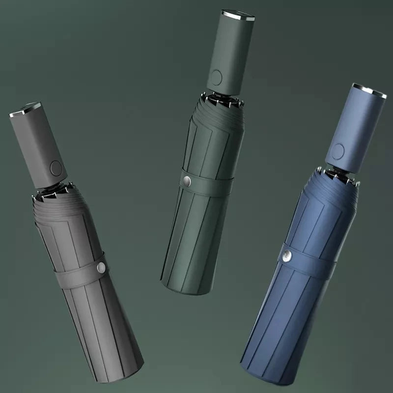 Automatic Folding Umbrella With Led Light Windproof Large Rain Umbrellas Portable Outdoor Parasol for Men Women