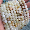 Gemstone Beads Natural Flower Green Jade Beads Round Stone Loose Beads for Jewelry Making