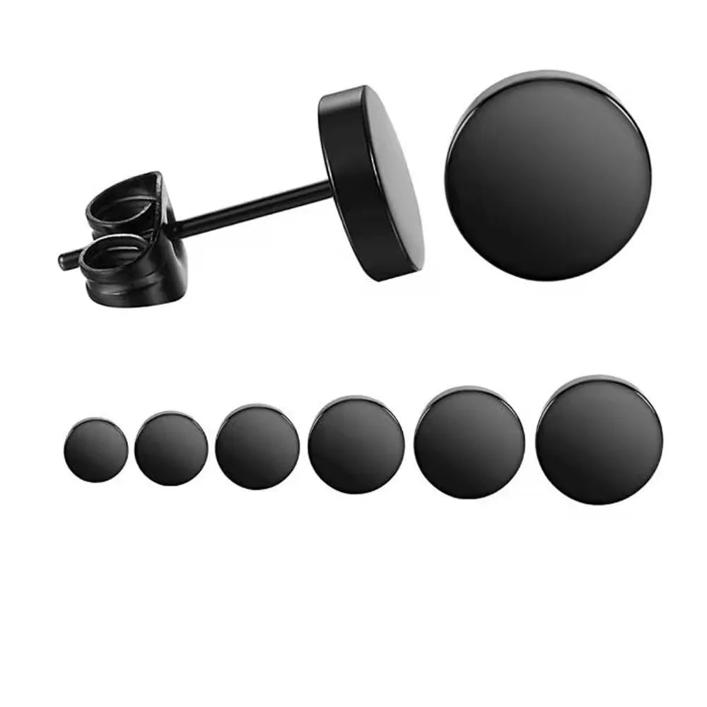 Round Stud Earring for Women Men Stainless Steel Cartilage Tragus Helix Stud Piercing Jewelry Punk Gothic Fashion Ear Jewelry