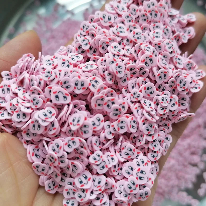 1KG DIY Craft Slime Sprinkles Valentine Polymer Clay Slices Pink Smile Heart Mix Polymer Clay Sprinkles