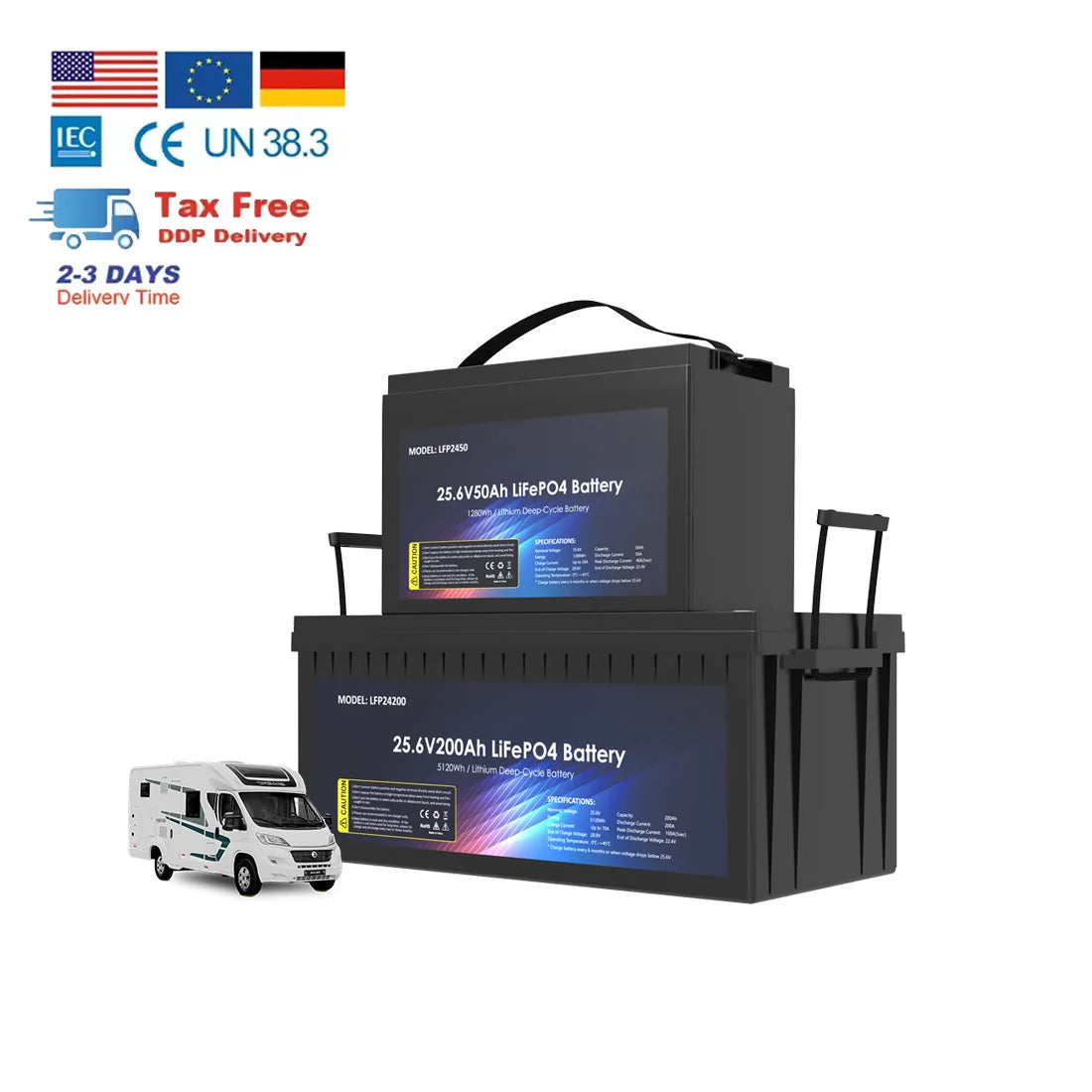 Tax Free Lifepo4 Battery 12v 100Ah 200Ah 300Ah in Stock in Europe Home Energy Storage Lifepo4 Battery Pack