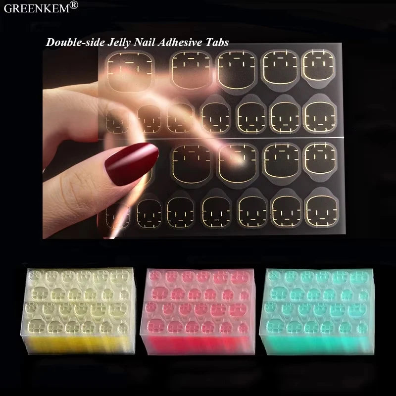 Transparent Yellow Blue Jelly Double-side Tape Label Sticker Waterproof DIY Glue Tape Nail Adhesive Tabs Gel Press on Nails