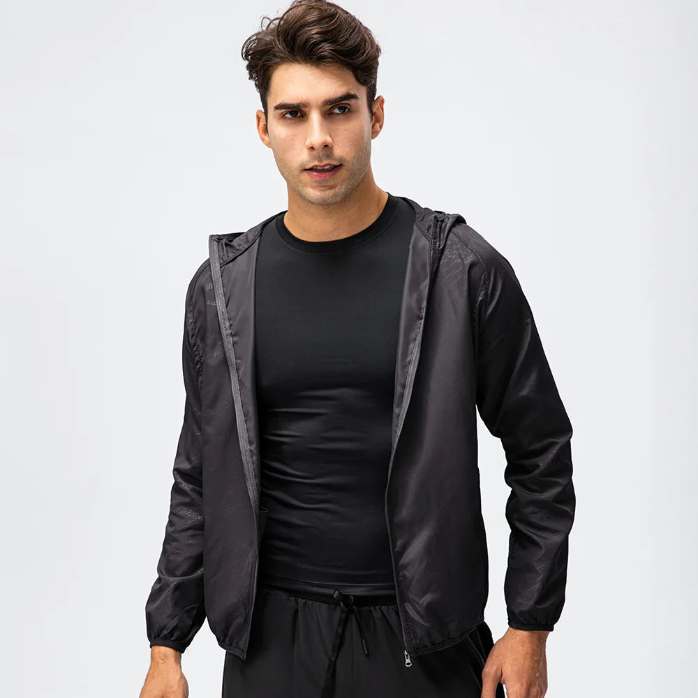 Windproof Breathable Trench Coat Sports Quickly Dry Long Sleeve Waterproof Coat Gym Cycling Men's Coats
