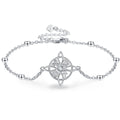 Fine Jewelry 925 Sterling Silver Bead Station Chain Round Witches Knot Bracelet for Women