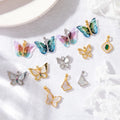 14K Gold Plated White Shell Cubic Zirconia Butterfly Insect Choker Pendant Necklace Charms for Jewelry Making