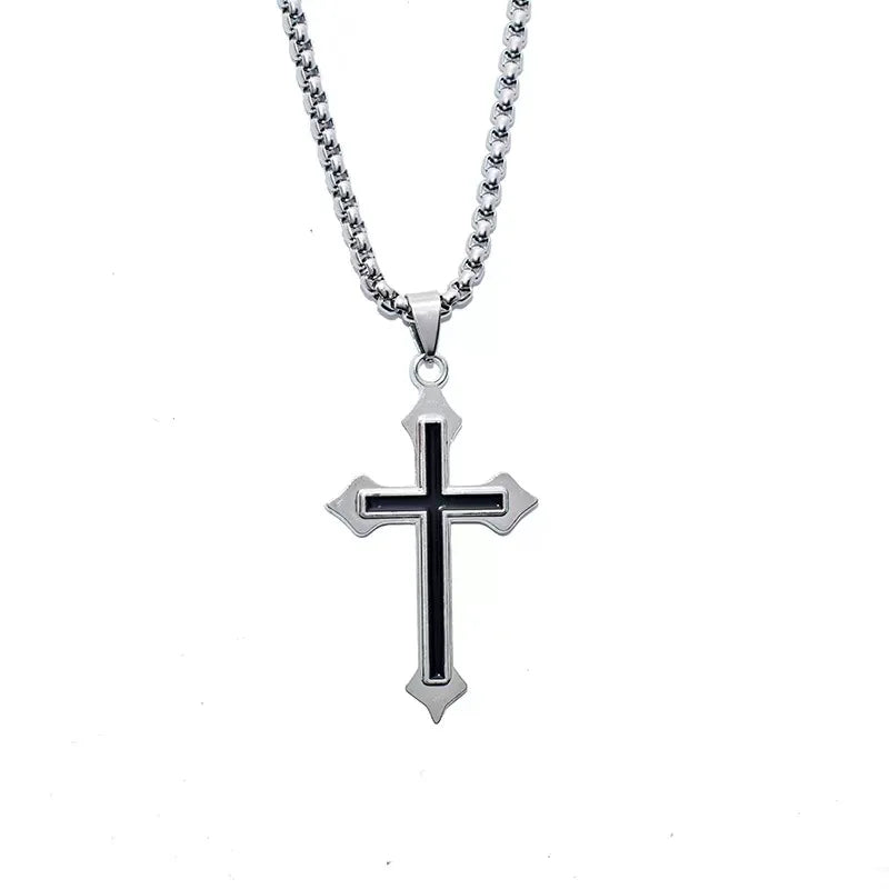New Titanium Steel Cain Pendant Personality Hip Hop With Accessories Cross Couple Necklace