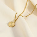 INS Popular Simple Necklace Inlaid Zircon Hexagonal Necklace Stainless Steel 18K Gold Plated Vintage Necklace