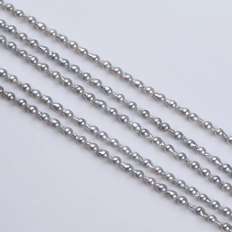 Zhuji Wholesale China 3-3.5mm Gray Freshwater Pearl Oval Natural Grade a Third Party Certified Pearls Strands