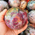 New Arrived Decorative Natural Ruby Zoisite Epidote Stone Quartz Crystal Sphere Ball Wholesale