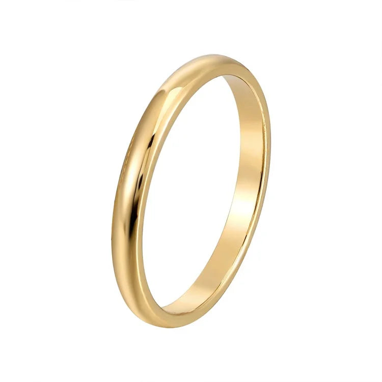 Minimalist High Polishing Stainless Steel Bead Stacking Gold Ring for Couple