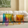 Manufacturer Factory OEM Customized Round Modern Iridescent Coffee Table Acrylic Side Table
